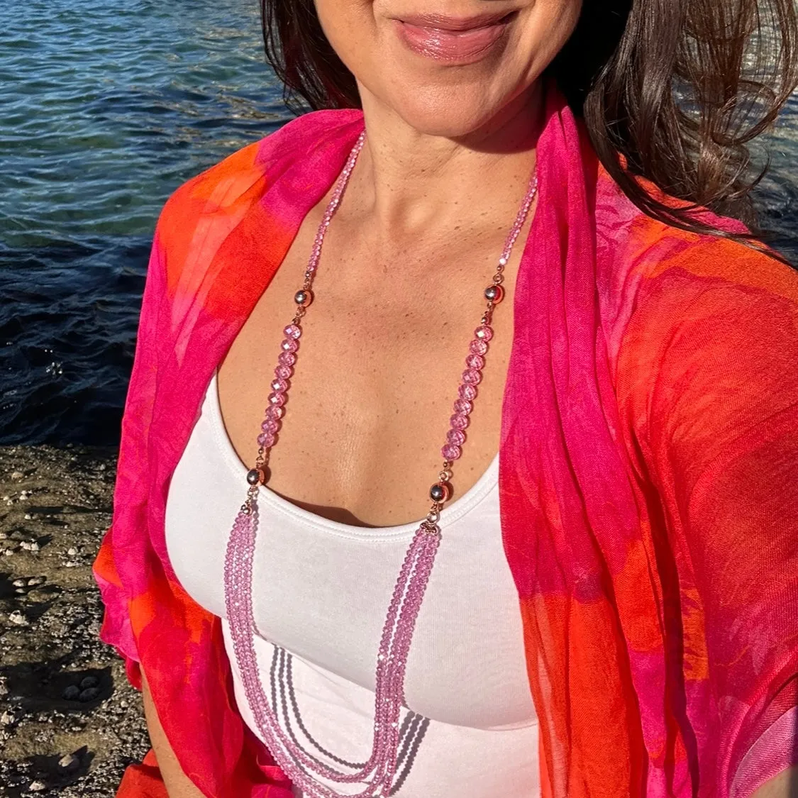 10 Way Necklace - Candy Pink Crystal