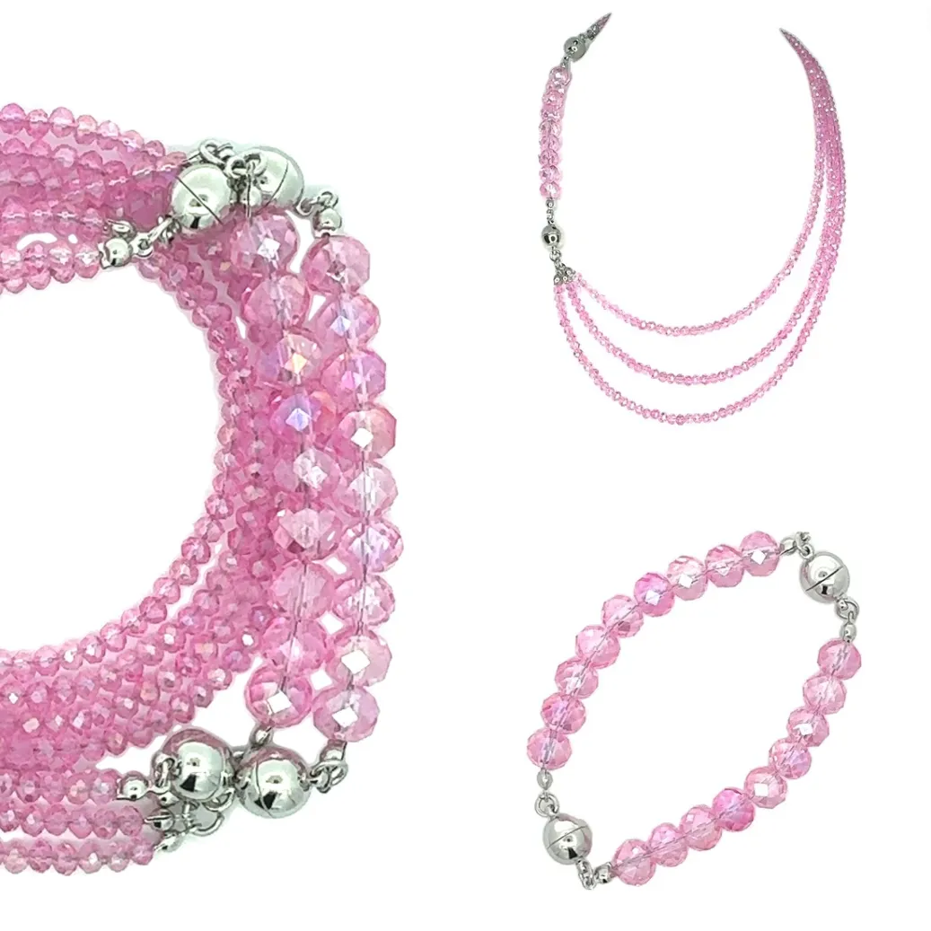 10 Way Necklace - Candy Pink Crystal