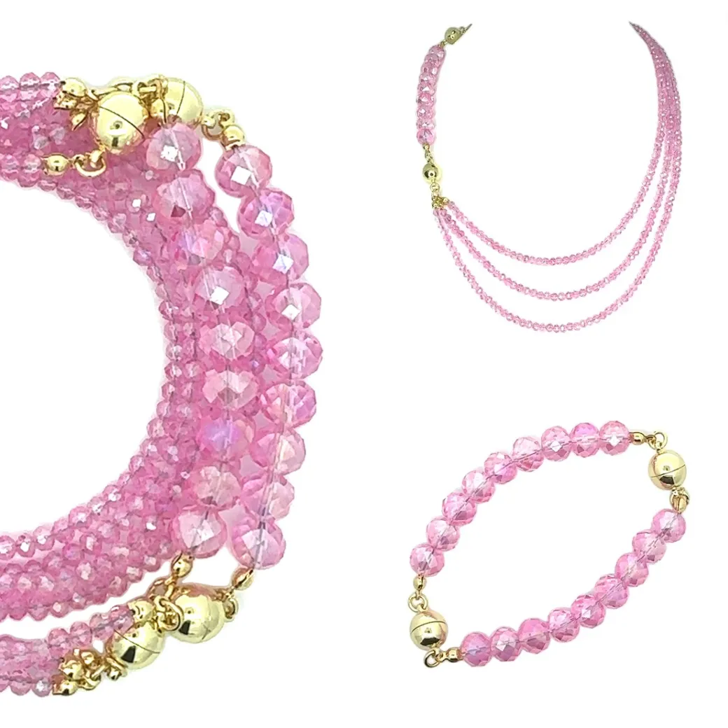 10 Way Necklace - Candy Pink Crystal