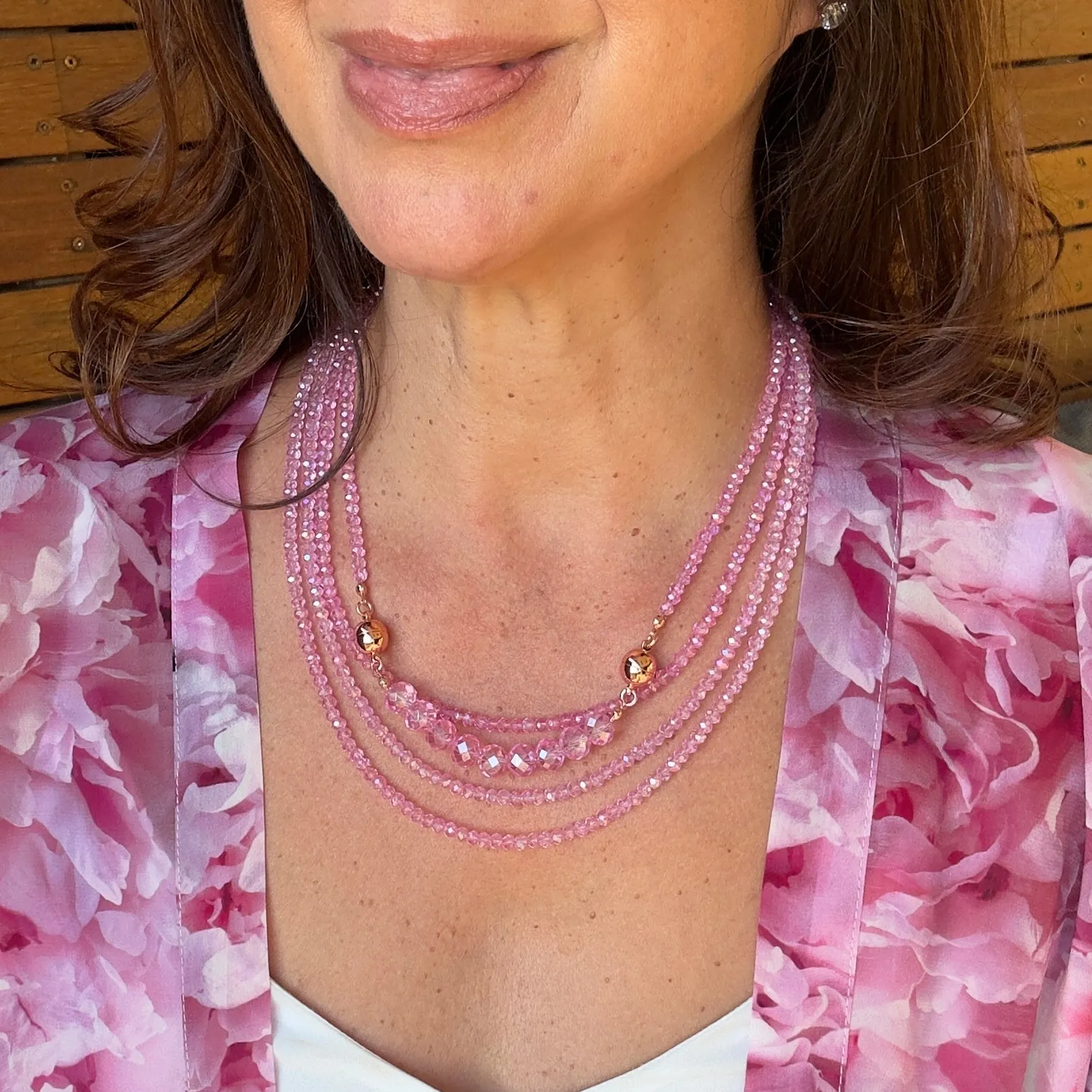10 Way Necklace - Candy Pink Crystal