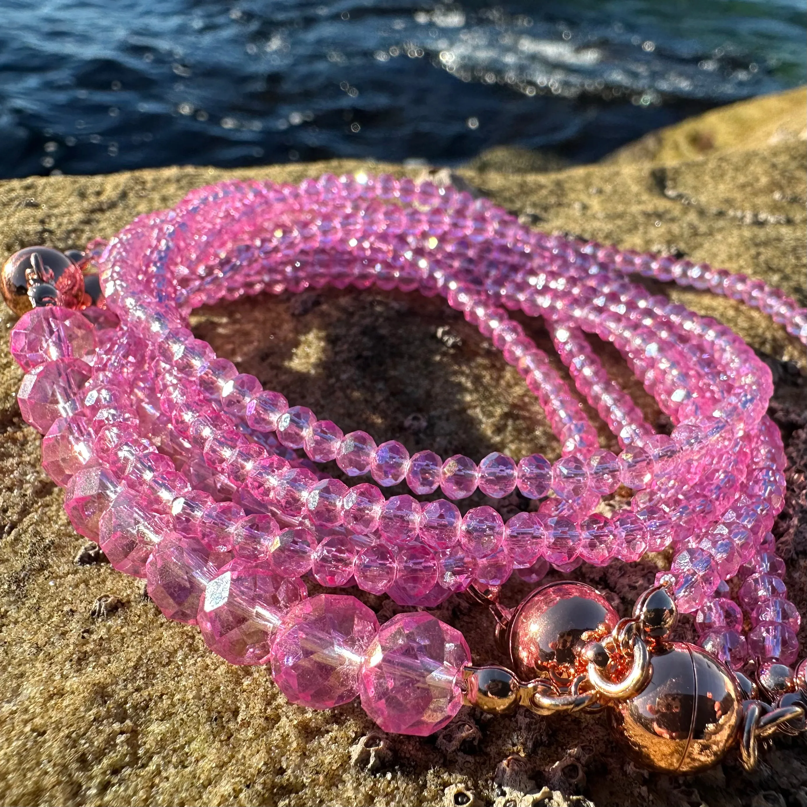 10 Way Necklace - Candy Pink Crystal