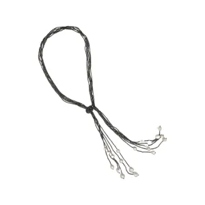 113-21 | MULTI STRAND SILVER CRYSTAL & PEARL LARIAT