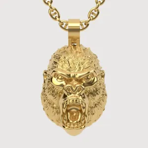 14k Gold Gorilla Head Pendant