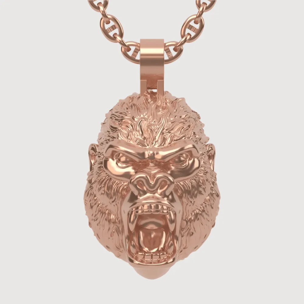 14k Gold Gorilla Head Pendant