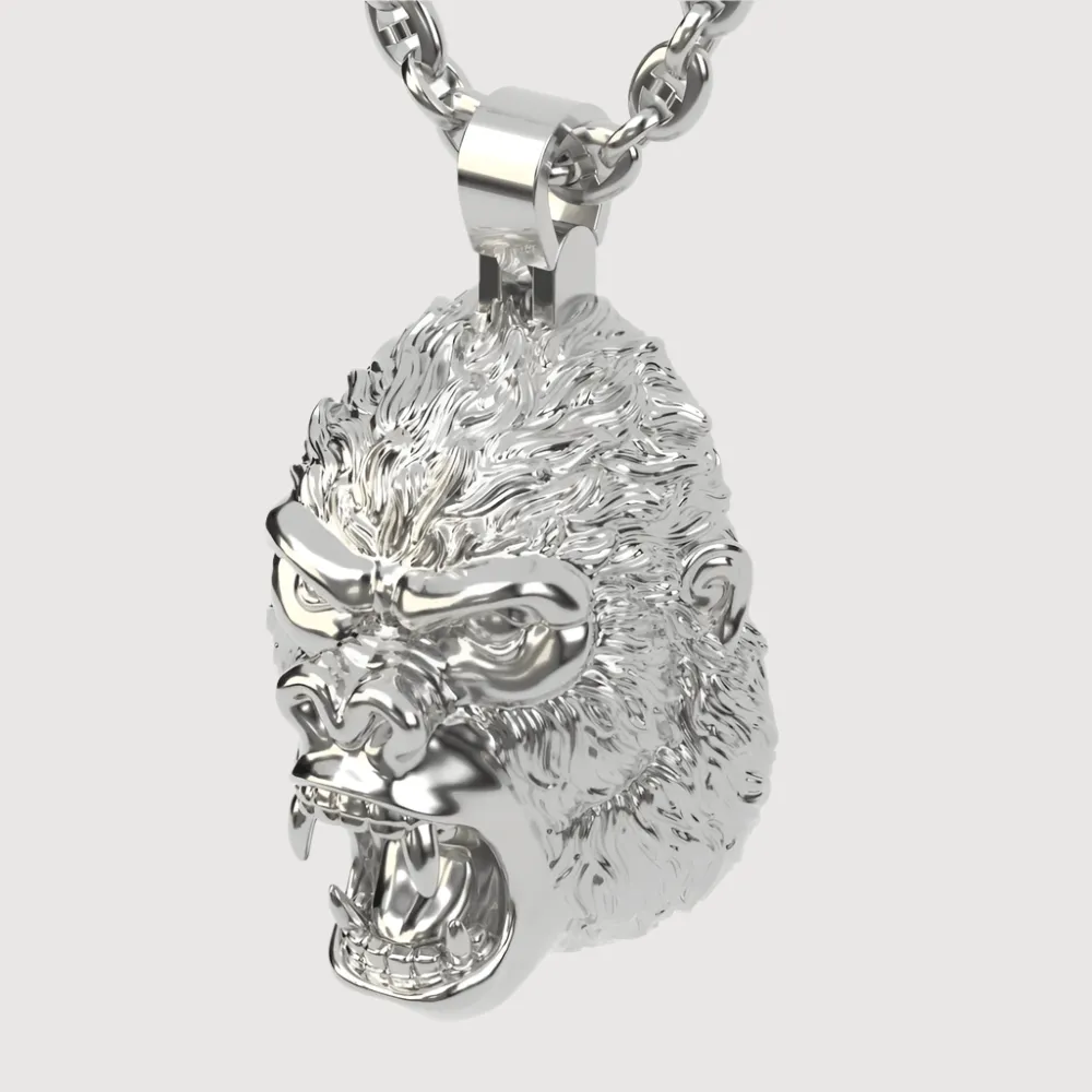 14k Gold Gorilla Head Pendant