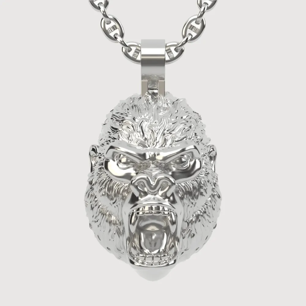 14k Gold Gorilla Head Pendant
