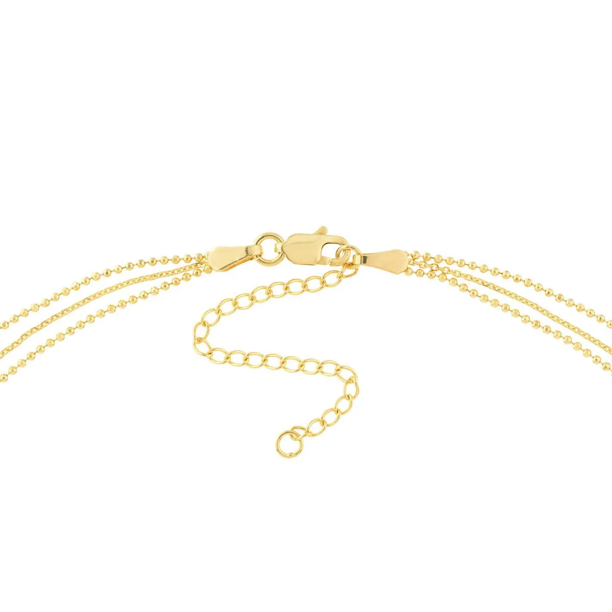 14K Yellow Gold Triple Strand Cross Element Necklace