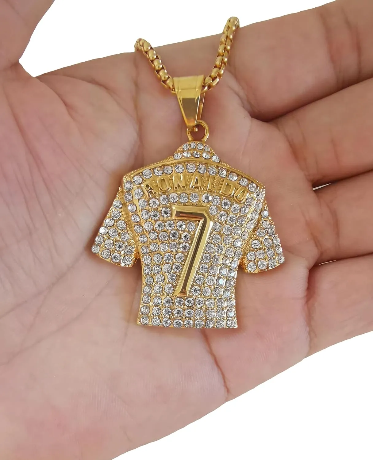 18K Gold-plated | Silvery-plated Soccer Jersey Number 7 Necklace for | No.7 Football Star Necklace for Men Women | Soccer Player Pendant Hip Hop Necklace