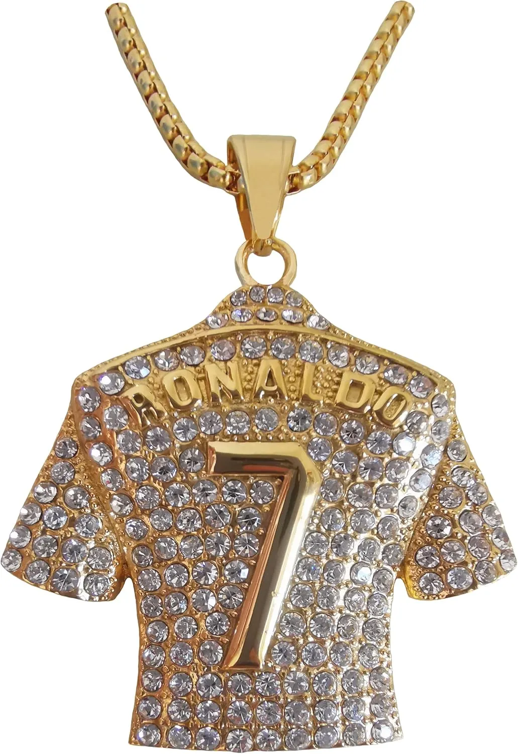 18K Gold-plated | Silvery-plated Soccer Jersey Number 7 Necklace for | No.7 Football Star Necklace for Men Women | Soccer Player Pendant Hip Hop Necklace