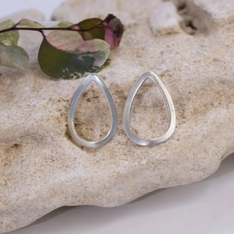 925 Sterling Silver drop shape dangle earrings