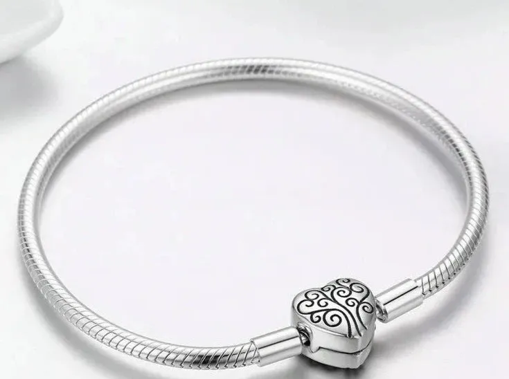 925 Sterling Silver Heart Chain Bracelet