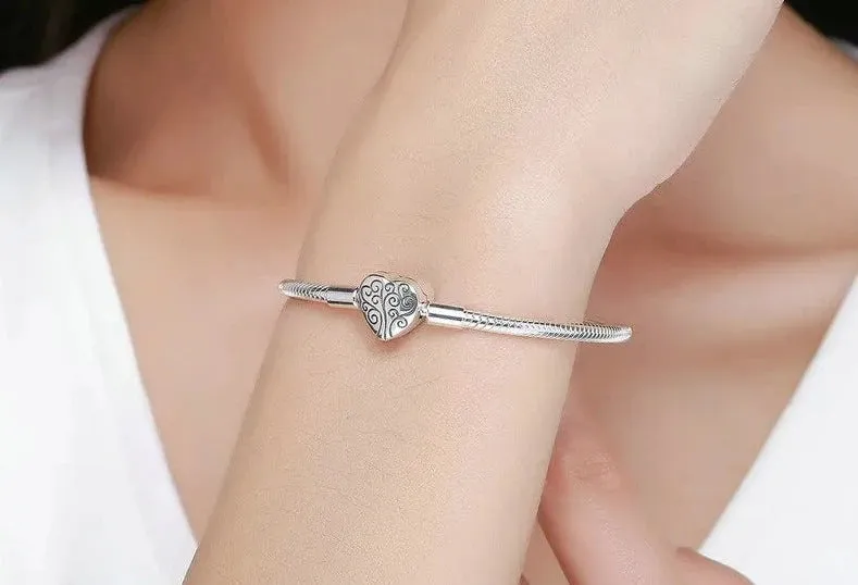 925 Sterling Silver Heart Chain Bracelet