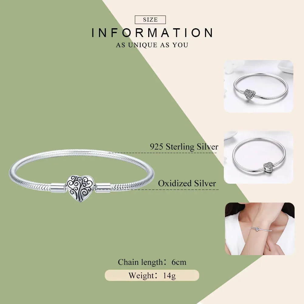 925 Sterling Silver Heart Chain Bracelet