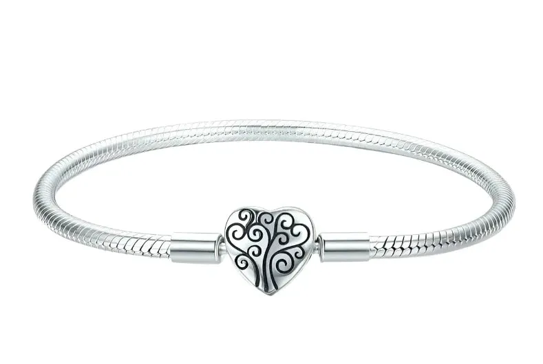 925 Sterling Silver Heart Chain Bracelet