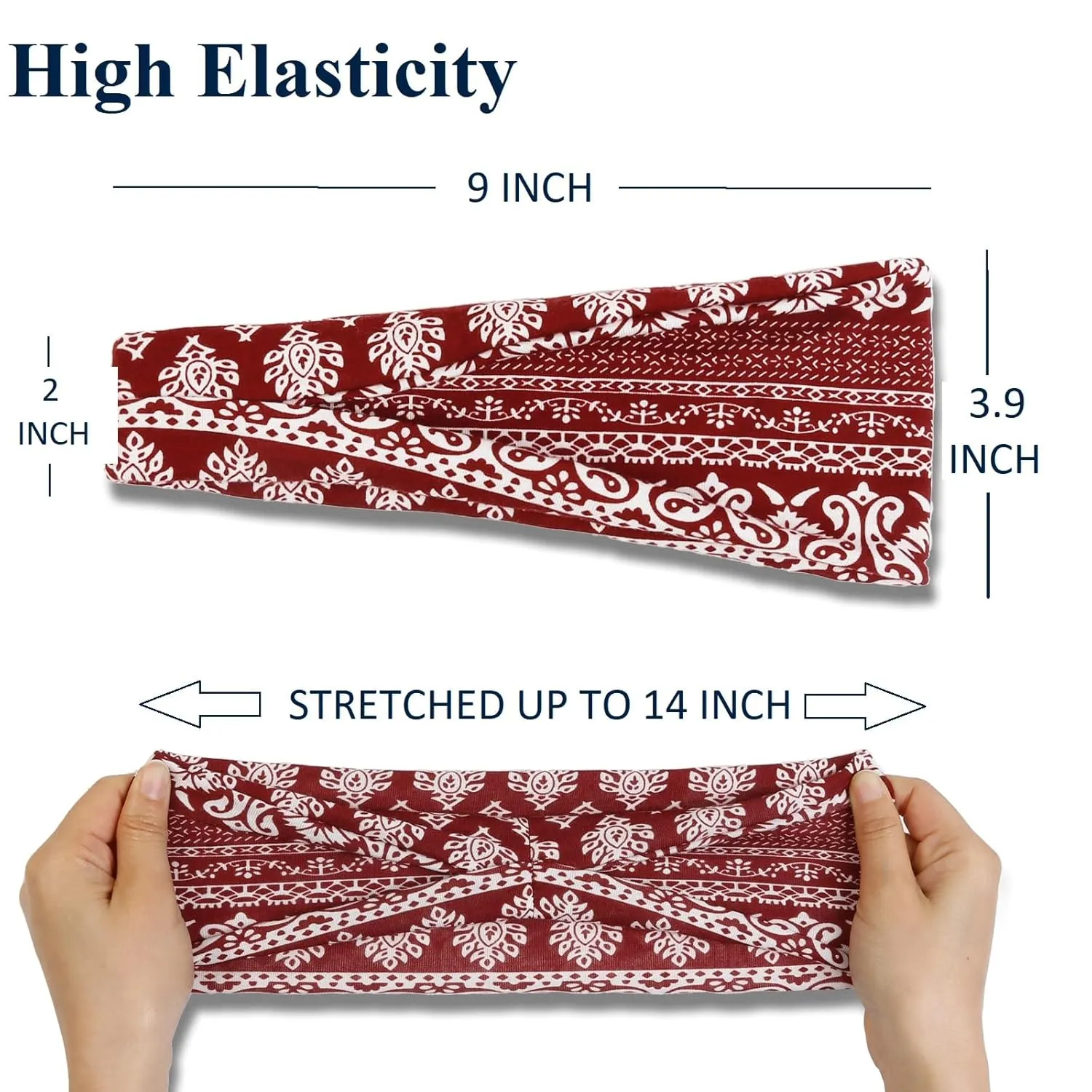 AKTVSHOW 12 Pack Boho Headbands - Wide Non-Slip Elastic Headbands, Trendy Hair Accessories for Women's Yoga, Workout, and Fashion