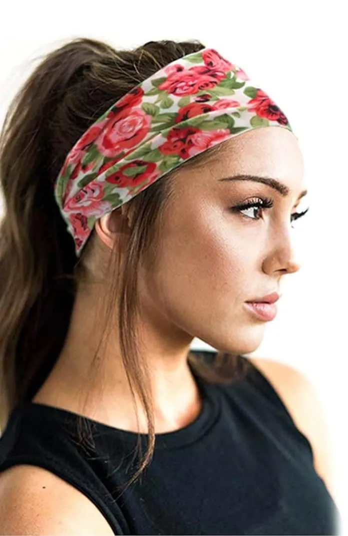 AKTVSHOW 12 Pack Boho Headbands - Wide Non-Slip Elastic Headbands, Trendy Hair Accessories for Women's Yoga, Workout, and Fashion