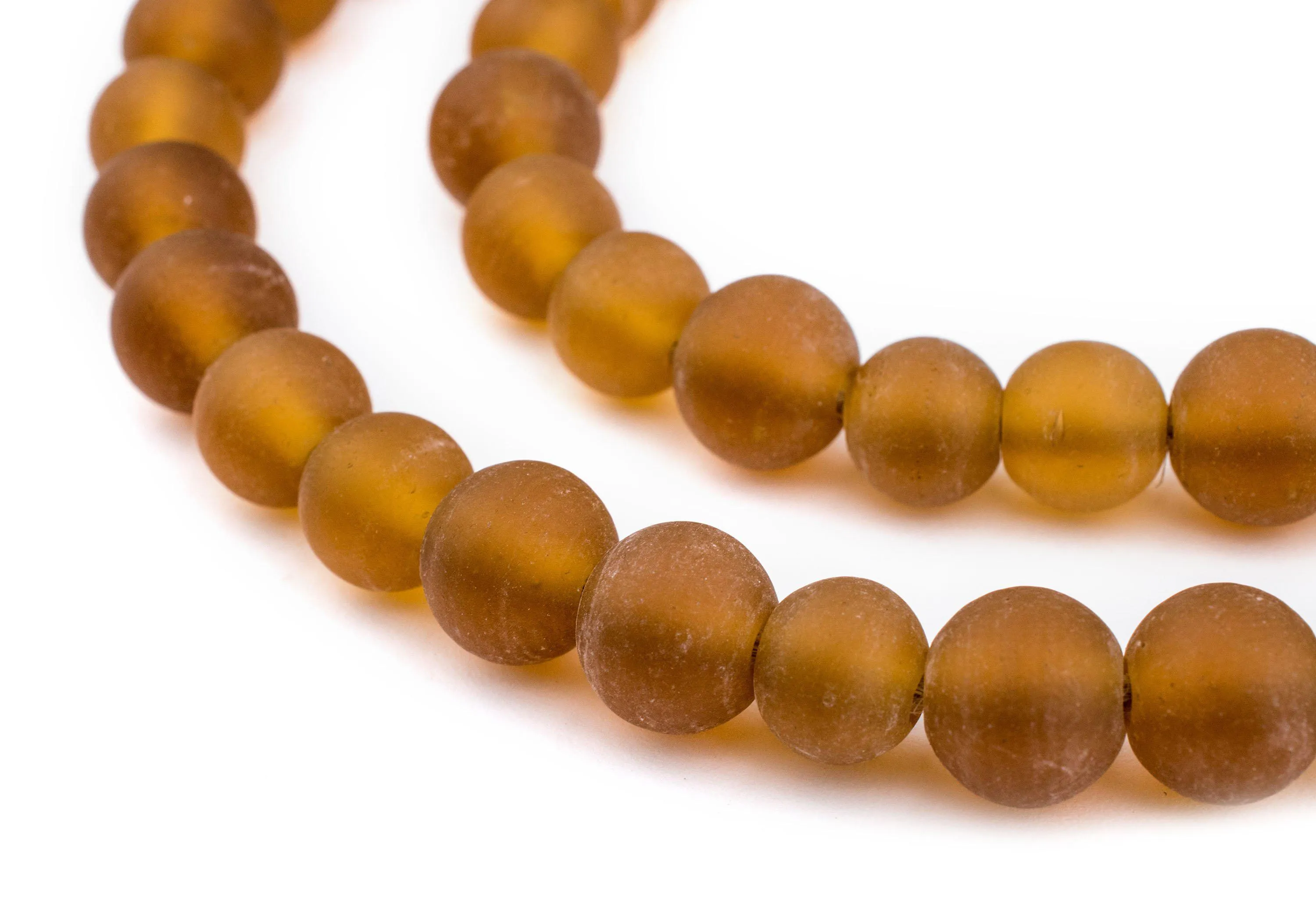 Amber Frosted Sea Glass Beads (11mm)