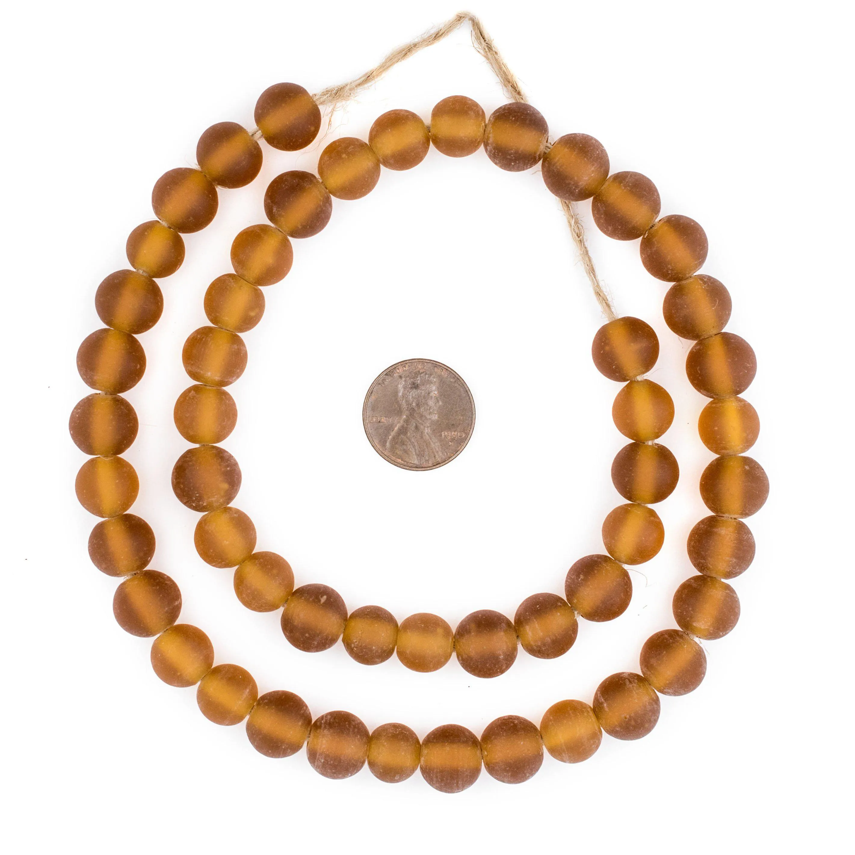 Amber Frosted Sea Glass Beads (11mm)