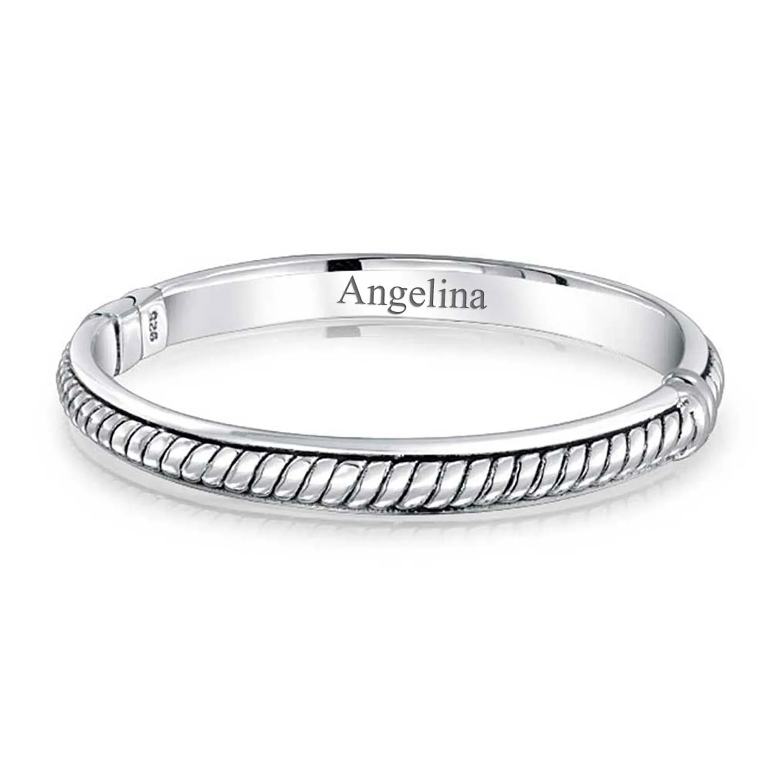 Bali Singaraja Weave Bangle Bracelet in Oxidized Sterling Silver, 7.5 Inch
