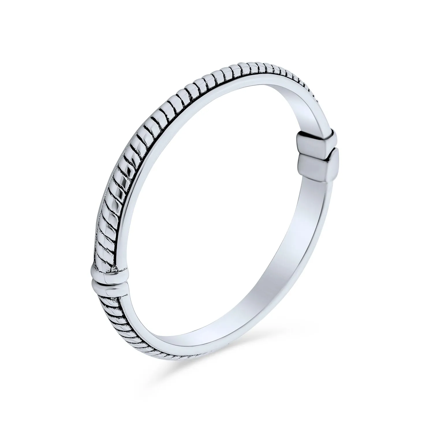 Bali Singaraja Weave Bangle Bracelet in Oxidized Sterling Silver, 7.5 Inch