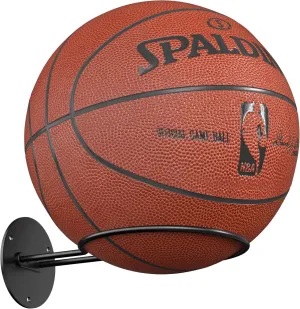 Ball Storage Holder Wall Mount: Black Room Decor for Basketball, Rugby, Soccer, Football, Baseball Display Rack - Boys Sports Accessories Organizer