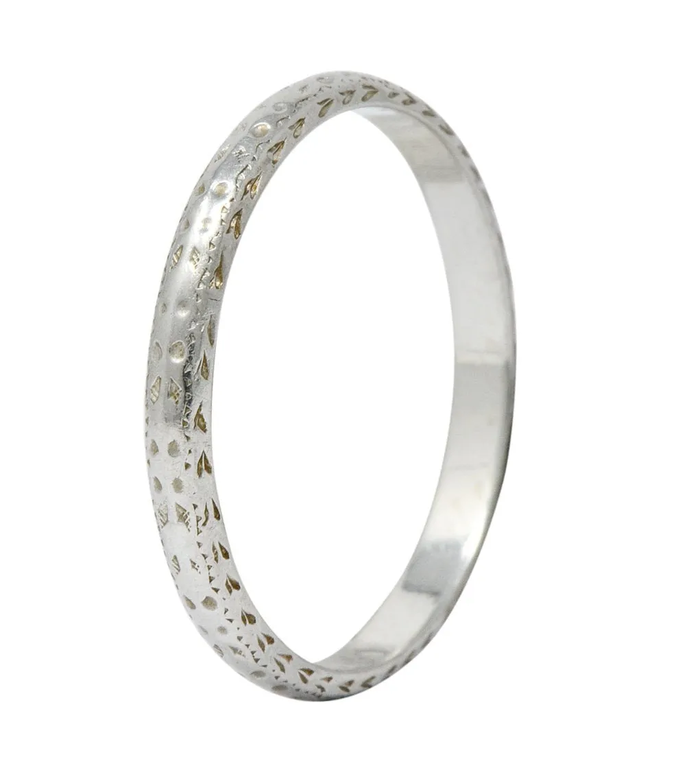 Bernstein Jewelry Co. Art Deco 18 Karat White Gold Stacking Band Ring