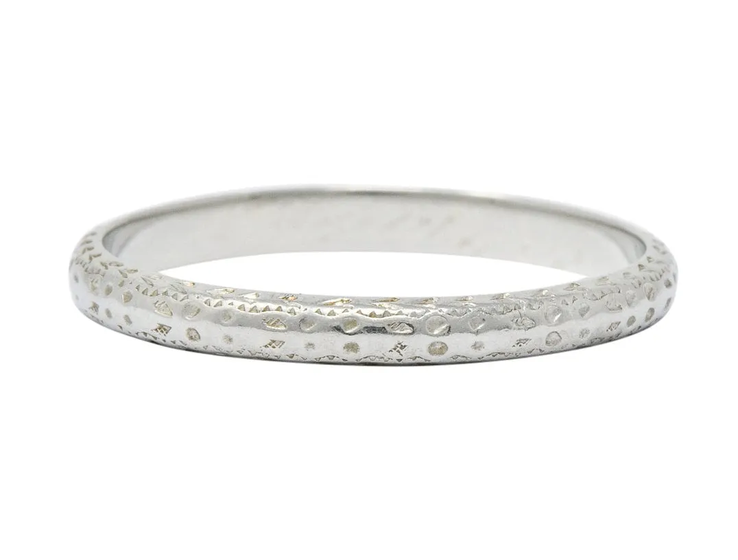 Bernstein Jewelry Co. Art Deco 18 Karat White Gold Stacking Band Ring