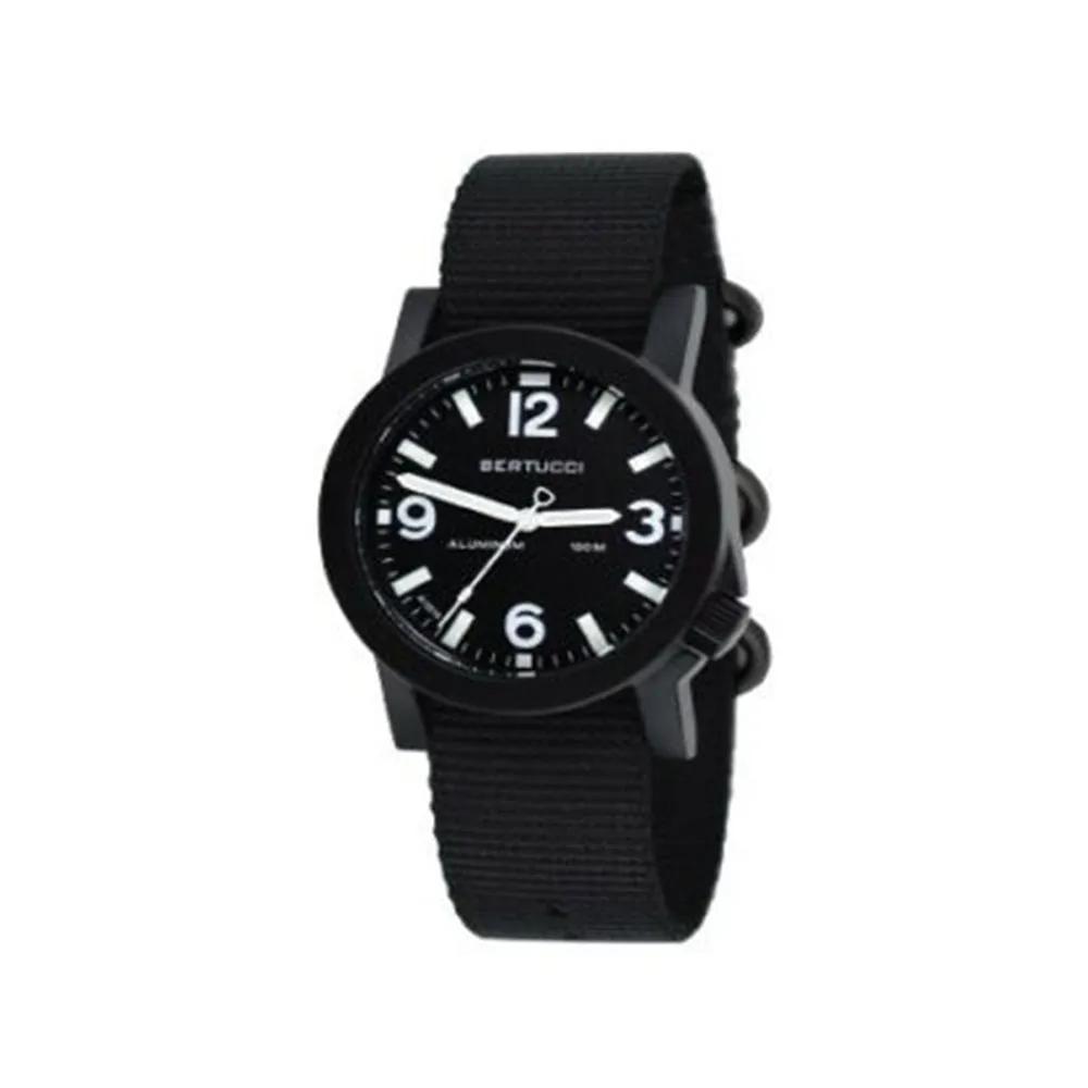Bertucci Mens Black Nylon Band Black Japan Quartz Dial Watch - 16500