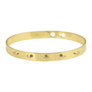 Bezel Set Segment Marquise Adjustable Bangle