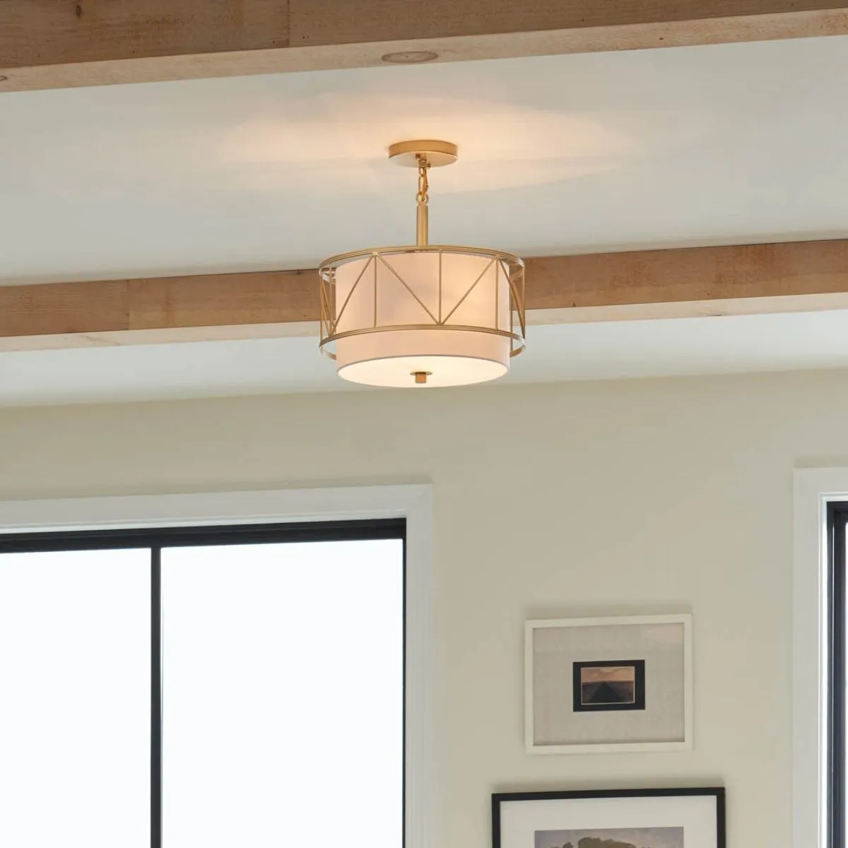 Birkleigh 14 in. 3 Lights Convertible Pendant/Semi Flush Mount Light Gold finish