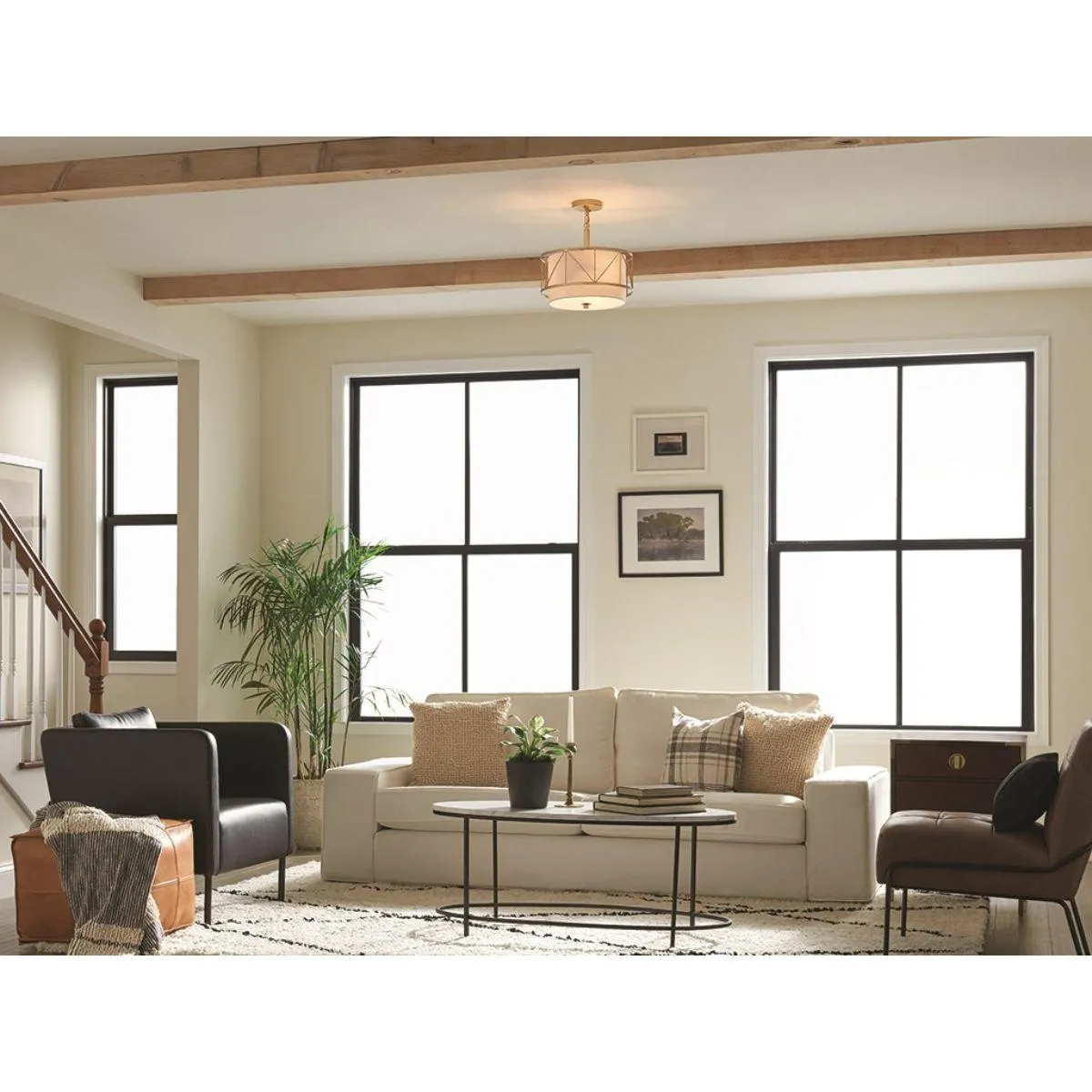 Birkleigh 14 in. 3 Lights Convertible Pendant/Semi Flush Mount Light Gold finish