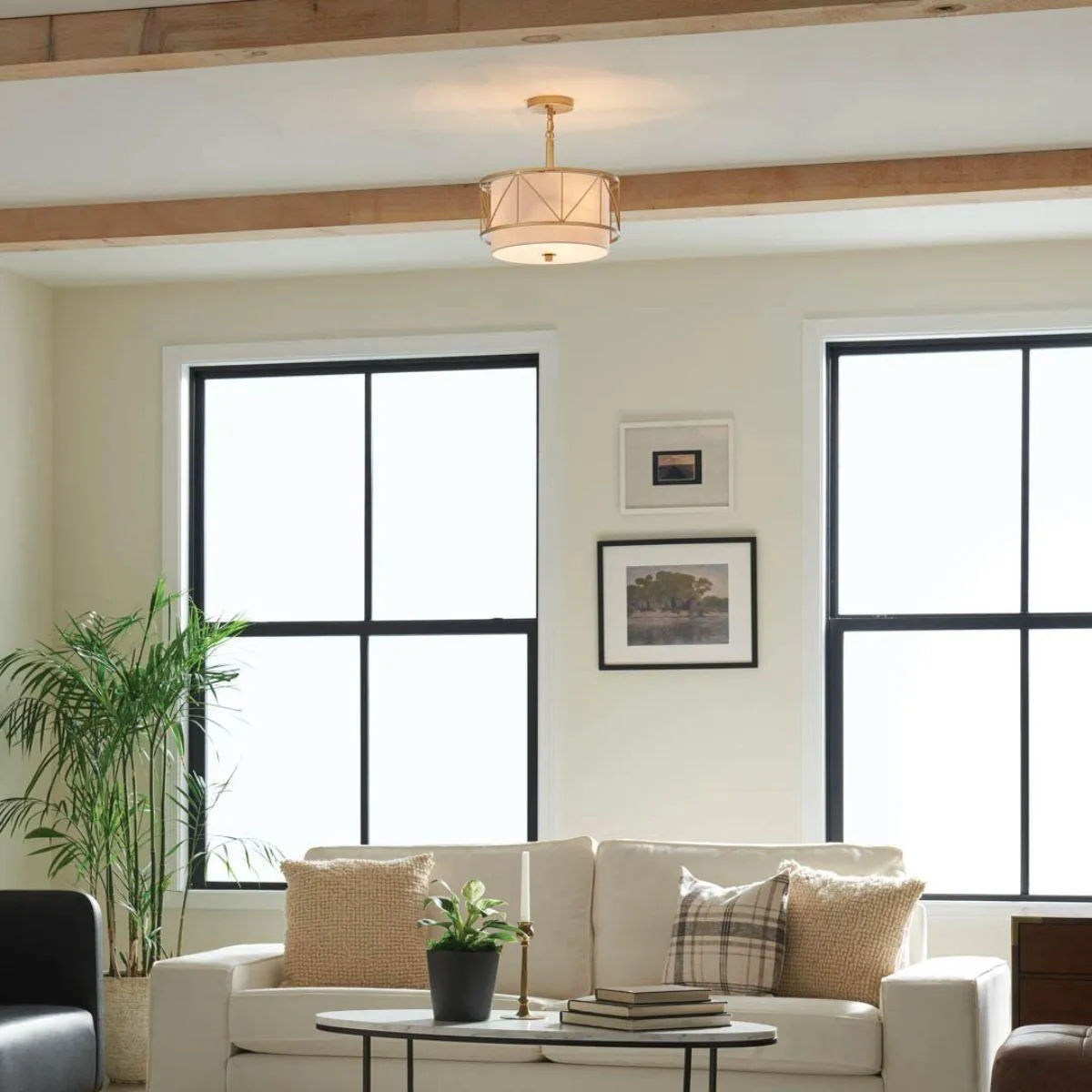 Birkleigh 14 in. 3 Lights Convertible Pendant/Semi Flush Mount Light Gold finish