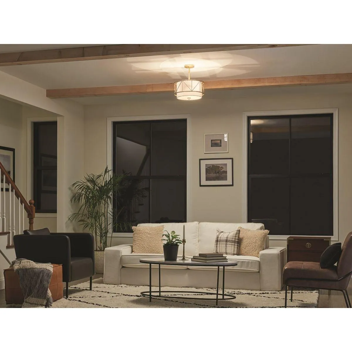 Birkleigh 14 in. 3 Lights Convertible Pendant/Semi Flush Mount Light Gold finish