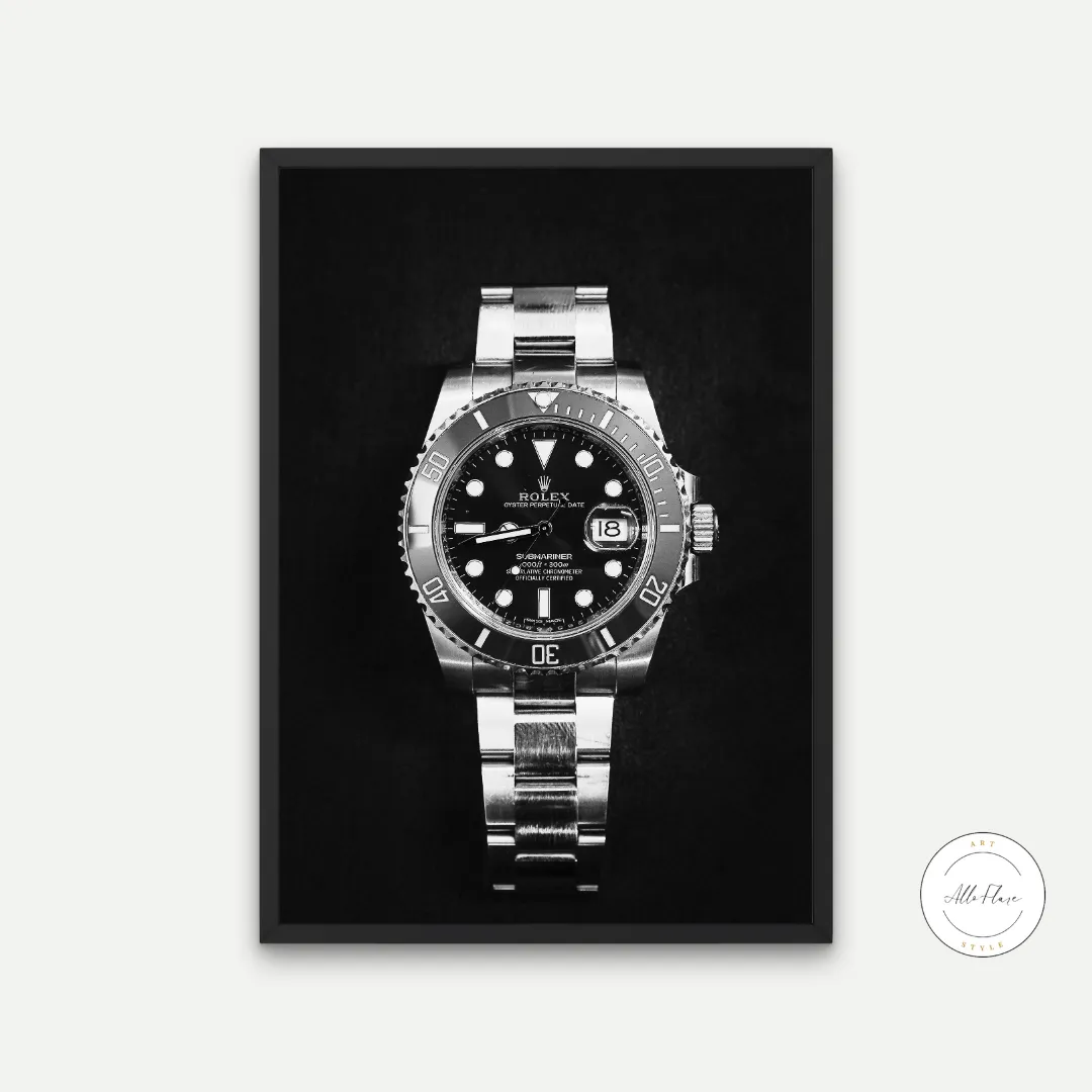 Black & White Luxury Watch Poster PRINTABLE ART, Black and White Wall Art, Success Poster, Luxury Fashion Art, Luxury Aesthetics, Watch Photography