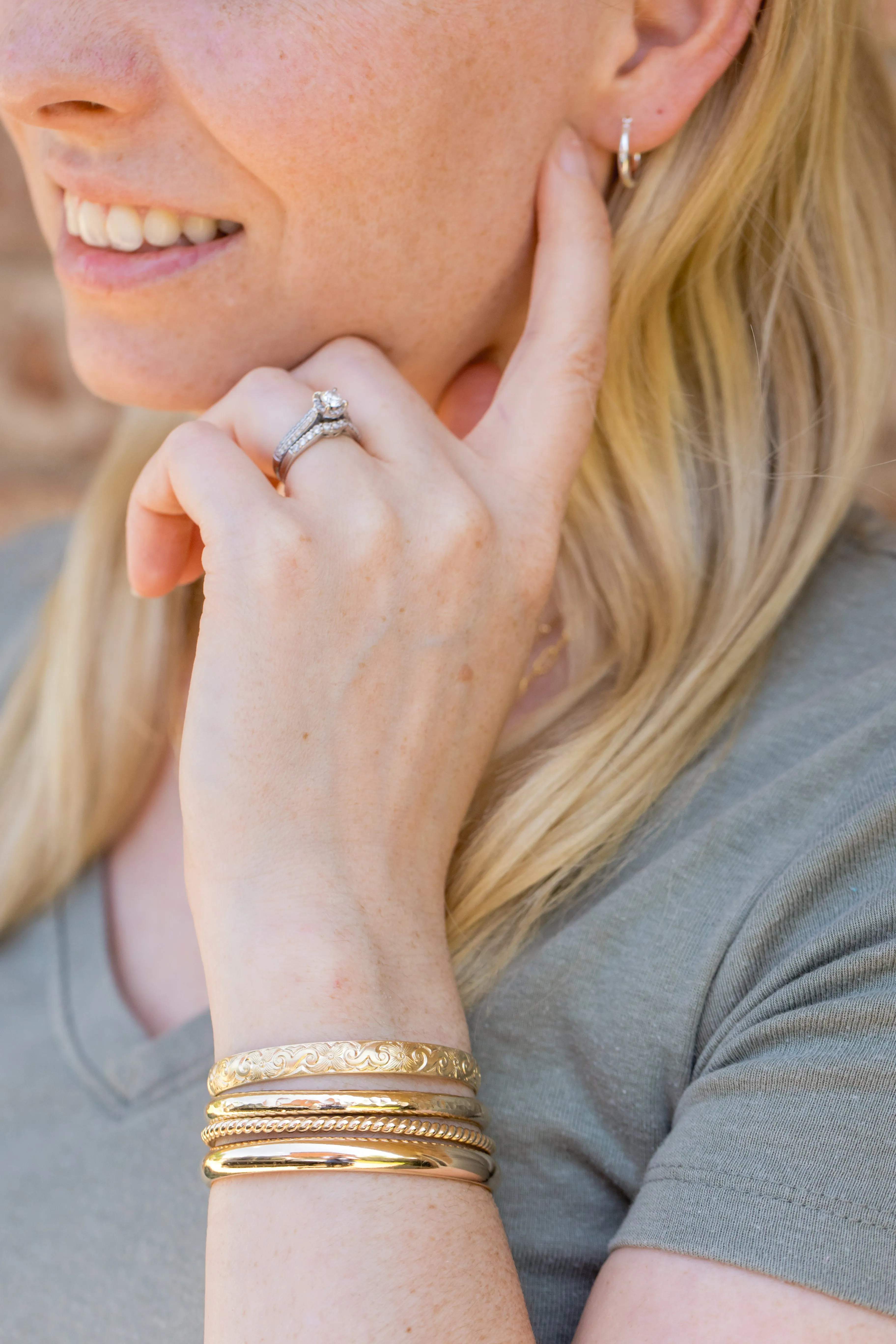 Bold Wanderlust Gold Bangle Cuff Bracelet