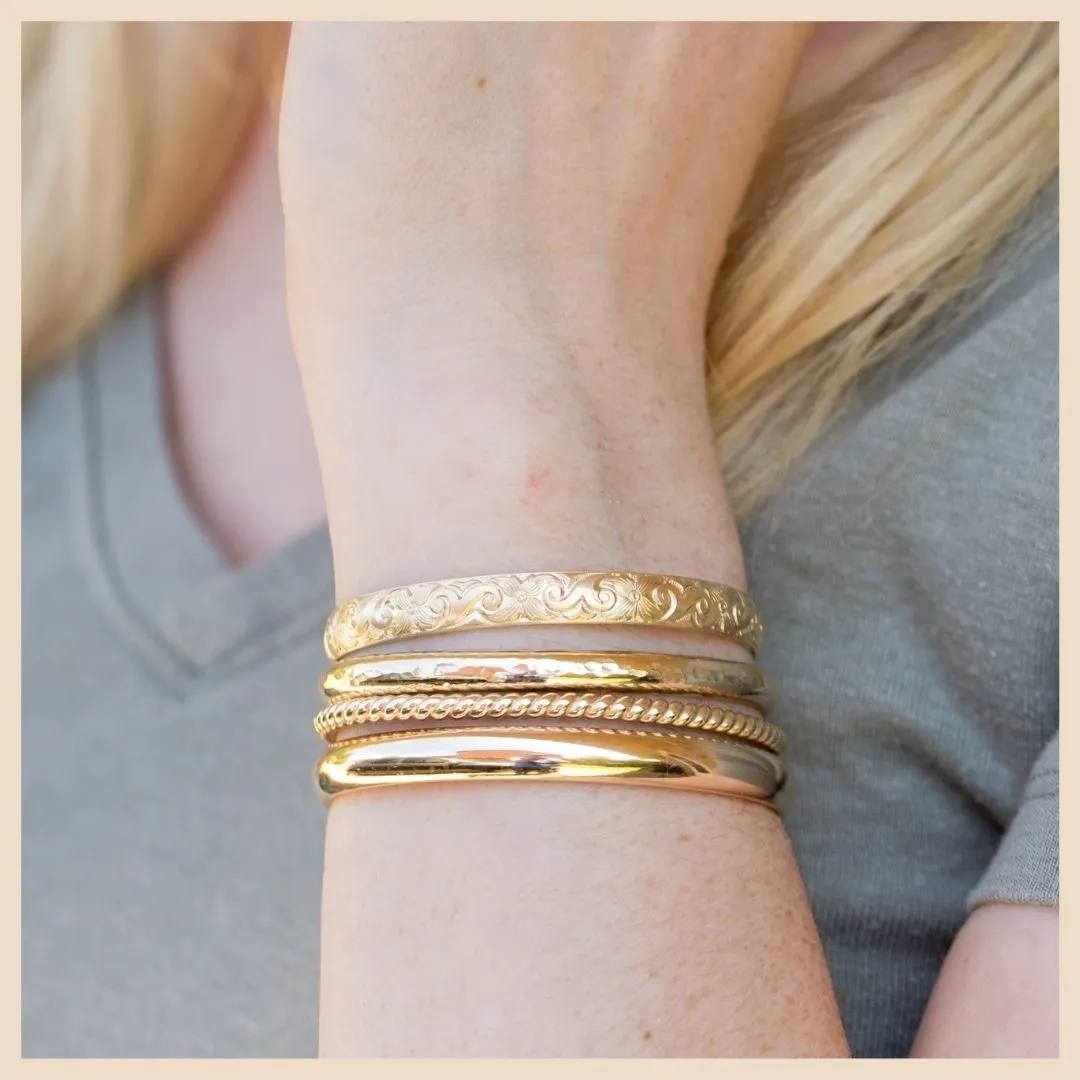 Bold Wanderlust Gold Bangle Cuff Bracelet