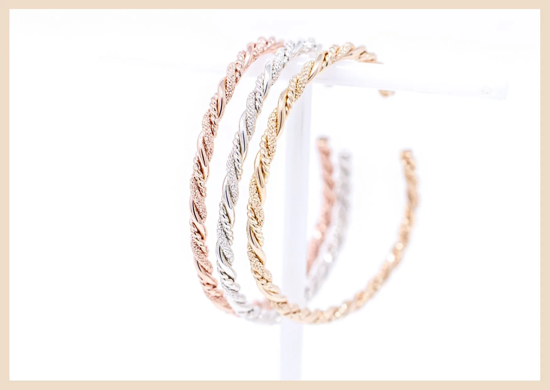 Braided Sparkly Silver Bangle Cuff Bracelet