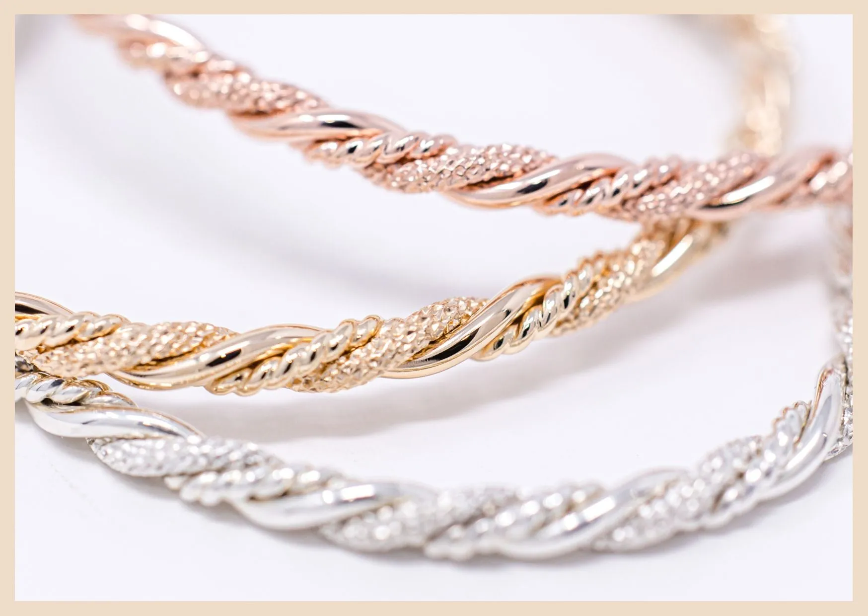 Braided Sparkly Silver Bangle Cuff Bracelet