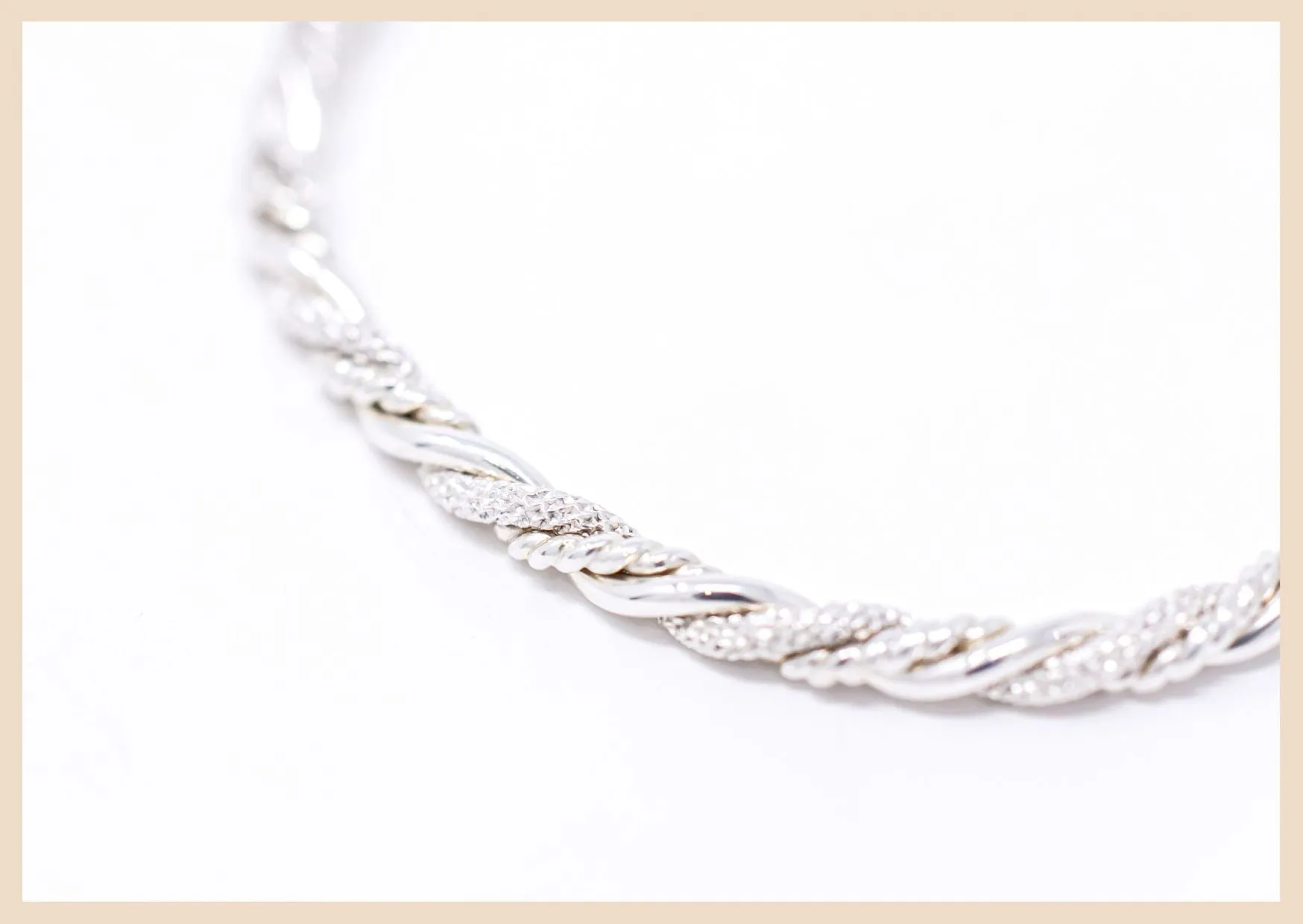 Braided Sparkly Silver Bangle Cuff Bracelet