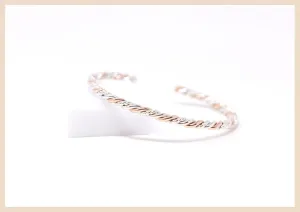 Braided Trifecta Bangle Cuff Bracelet (Rose Gold and Silver)