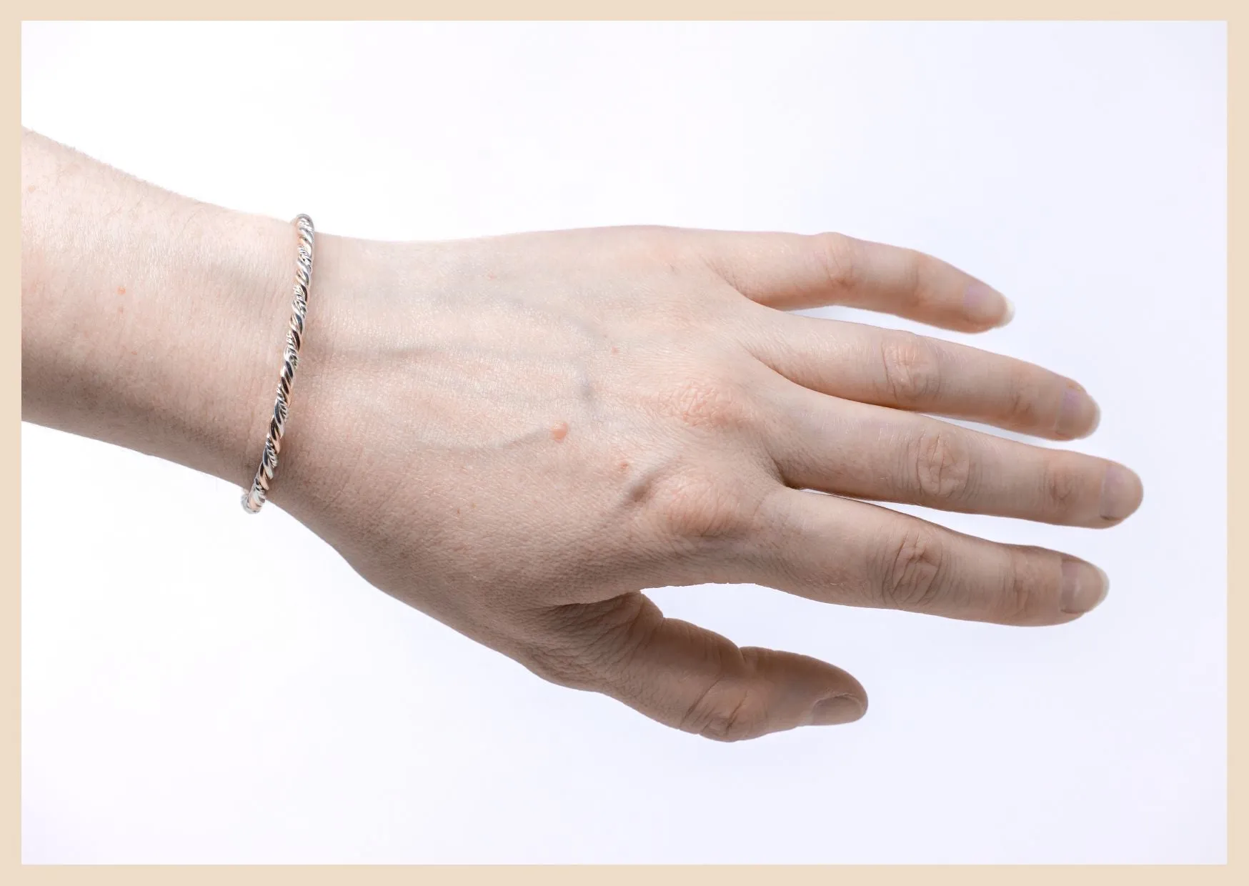 Braided Trifecta Bangle Cuff Bracelet (Rose Gold and Silver)
