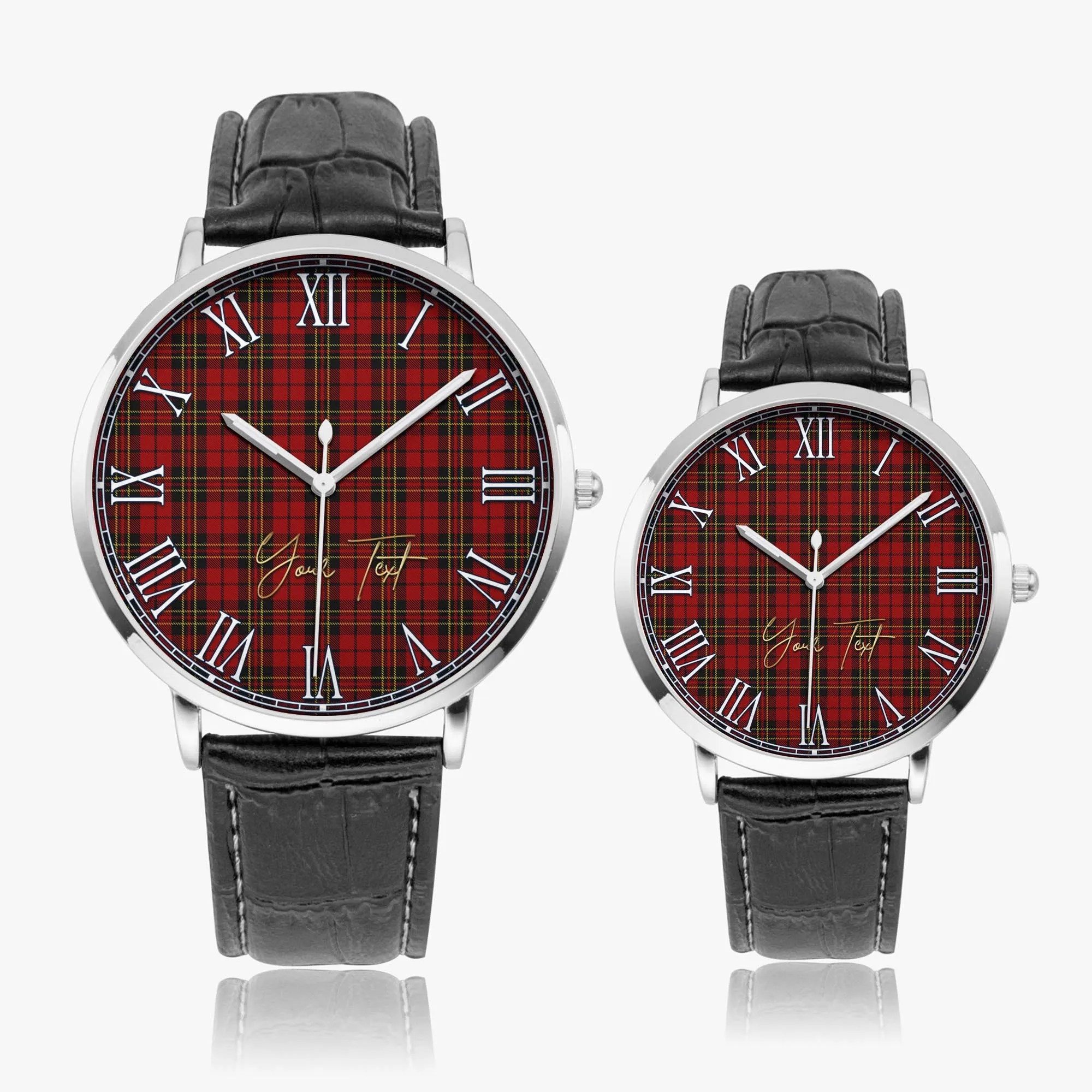 Brodie Tartan Personalized Your Text Leather Trap Quartz Watch