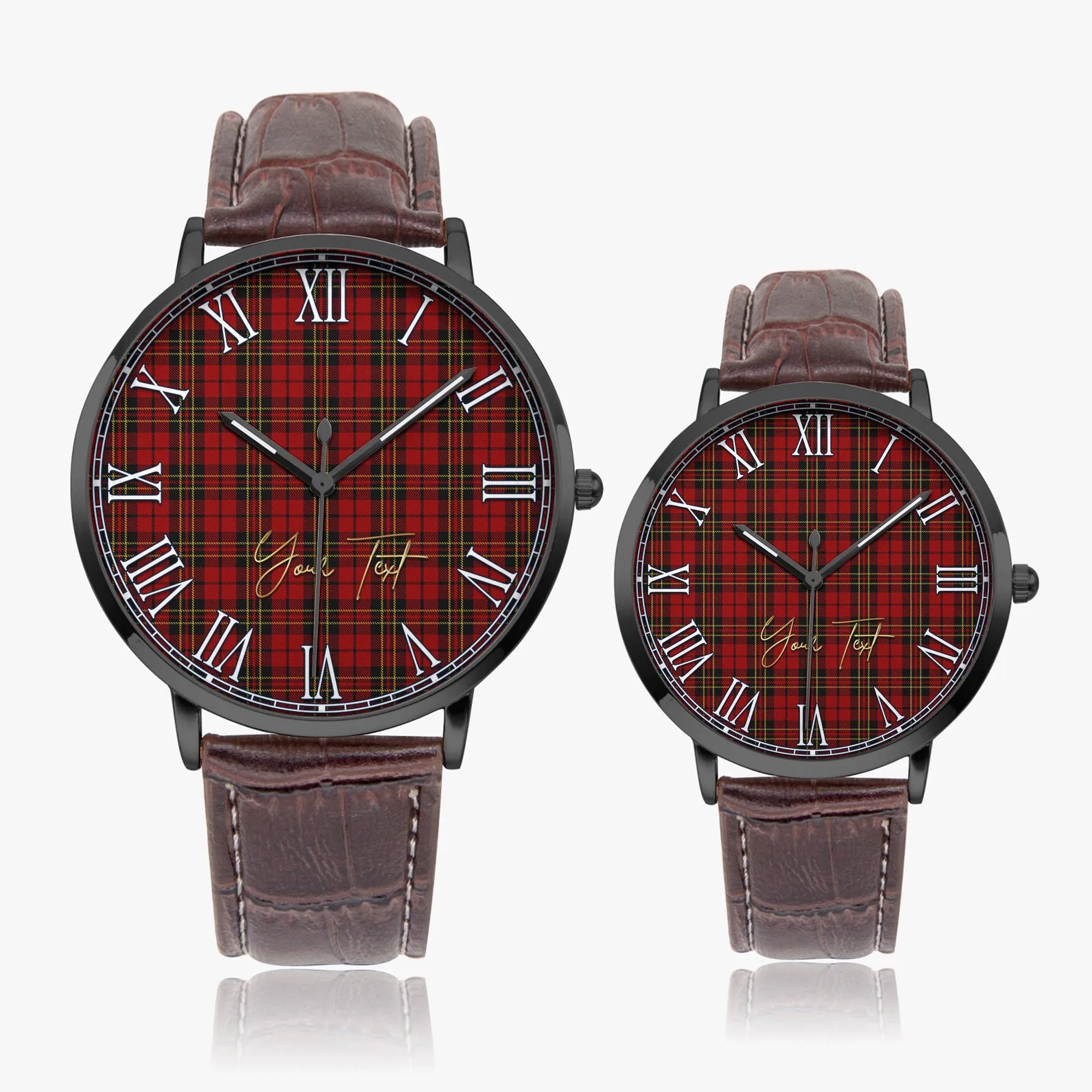 Brodie Tartan Personalized Your Text Leather Trap Quartz Watch