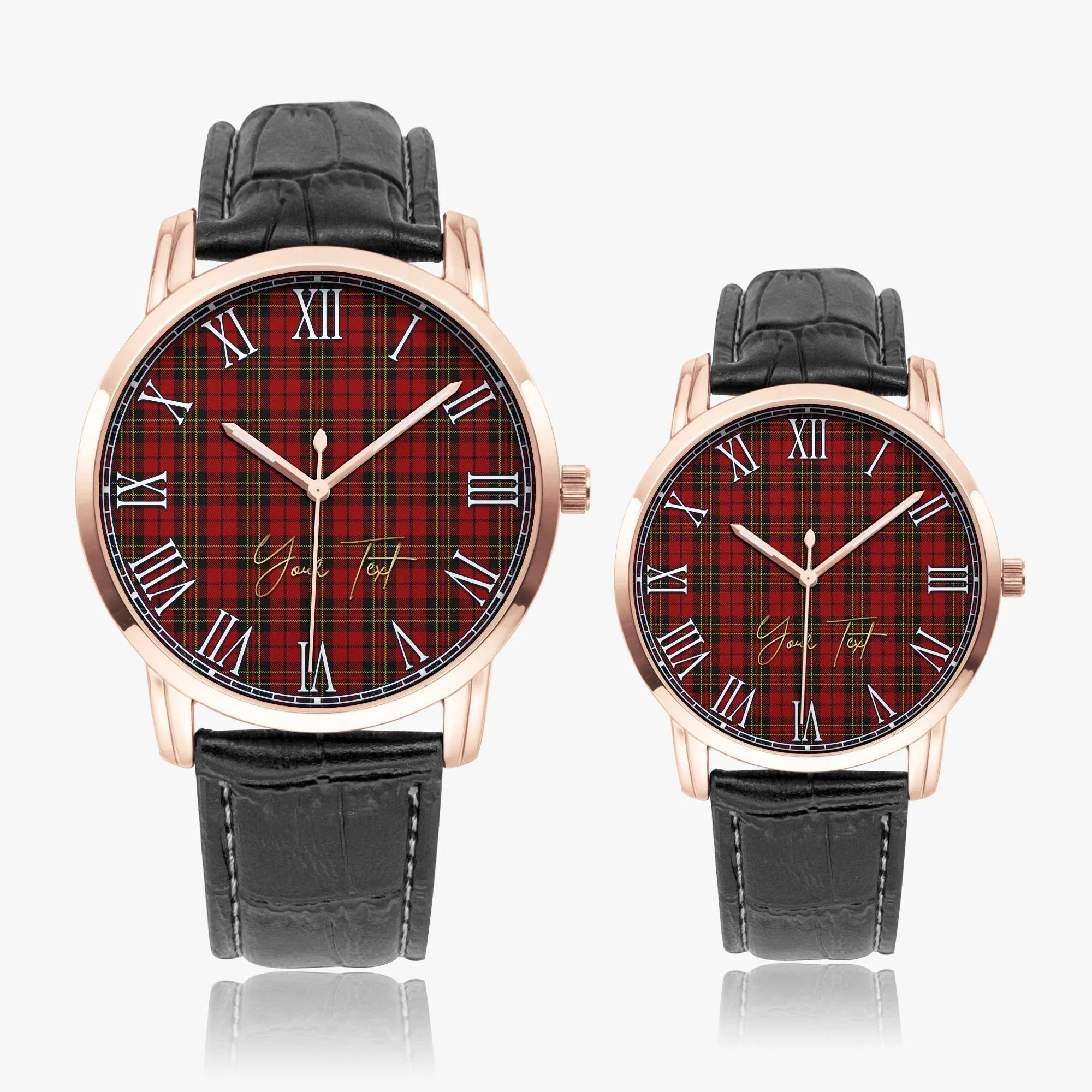 Brodie Tartan Personalized Your Text Leather Trap Quartz Watch