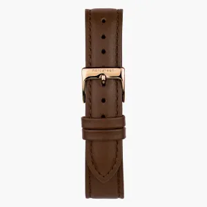 Brown Vegan Leather Watch Strap - Rose Gold - 36mm