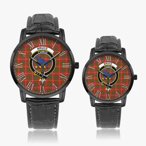 Bruce Modern Tartan Family Crest Leather Strap Quartz Watch