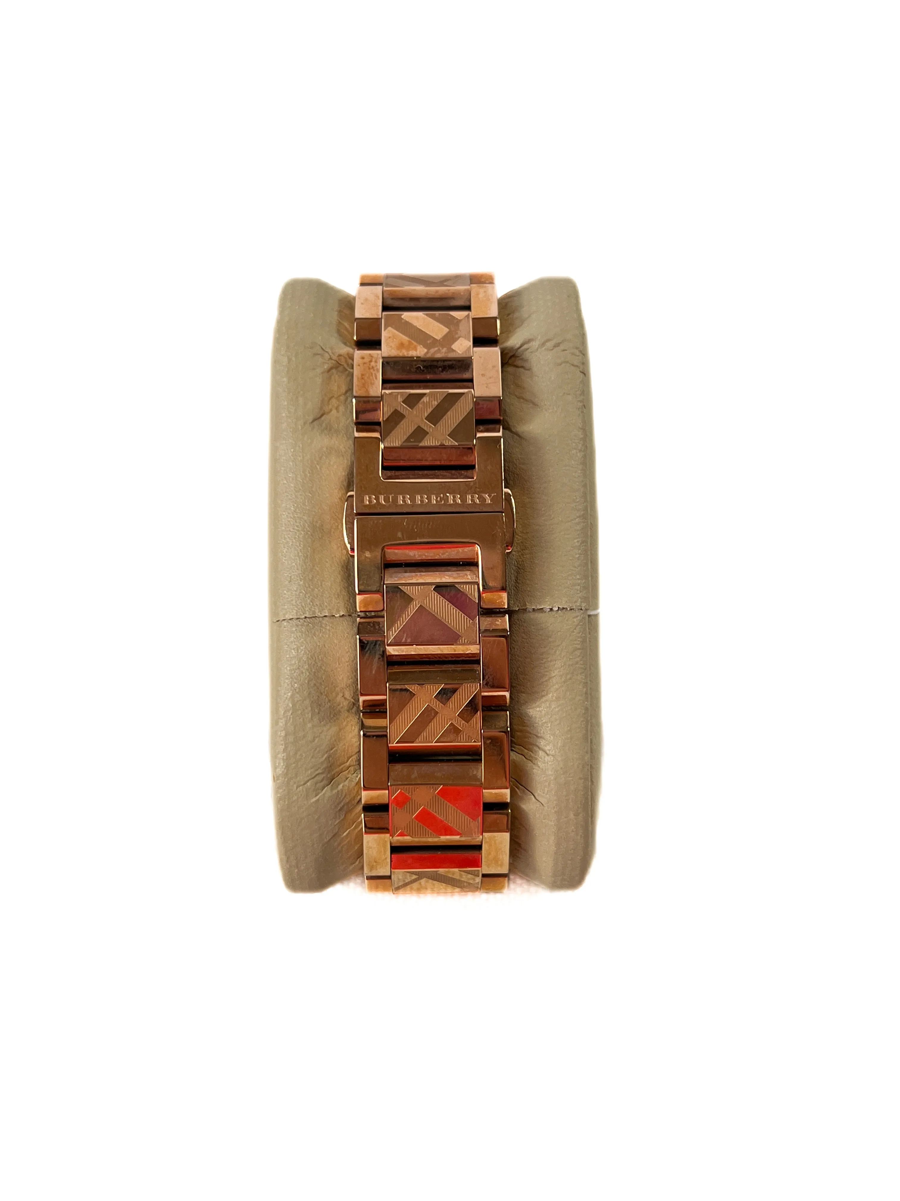 Burberry rose gold tone plaid watch