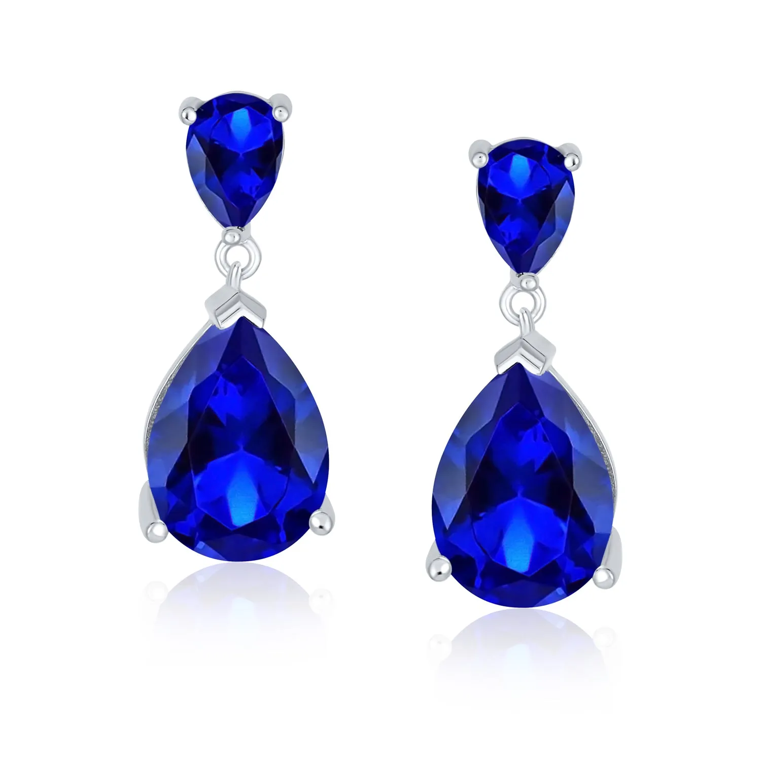 Classic Bridal CZ Dangle Chandelier Earrings 14K Gold Plated Sterling Silver
