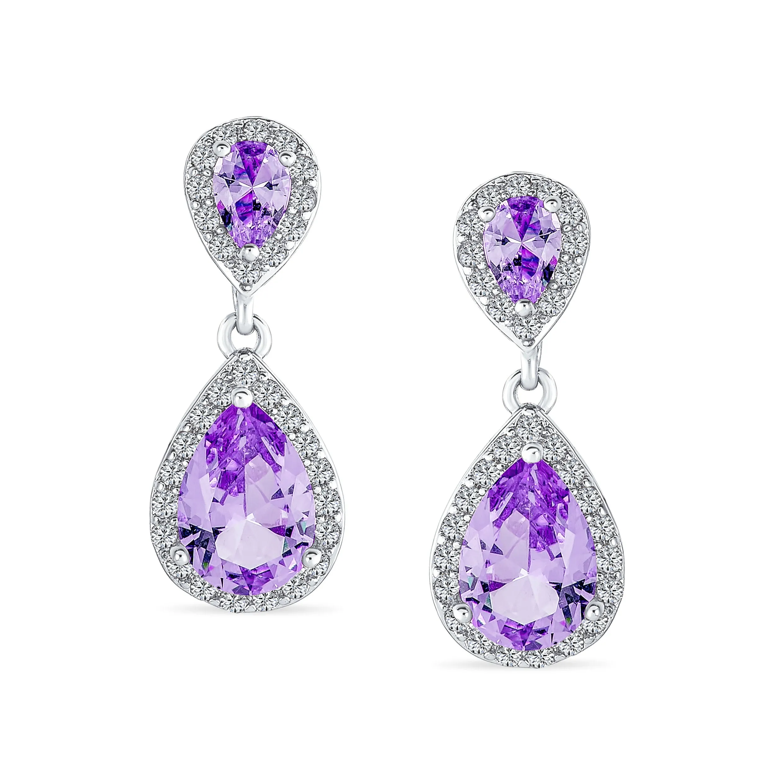 Classic Bridal CZ Dangle Chandelier Earrings 14K Gold Plated Sterling Silver
