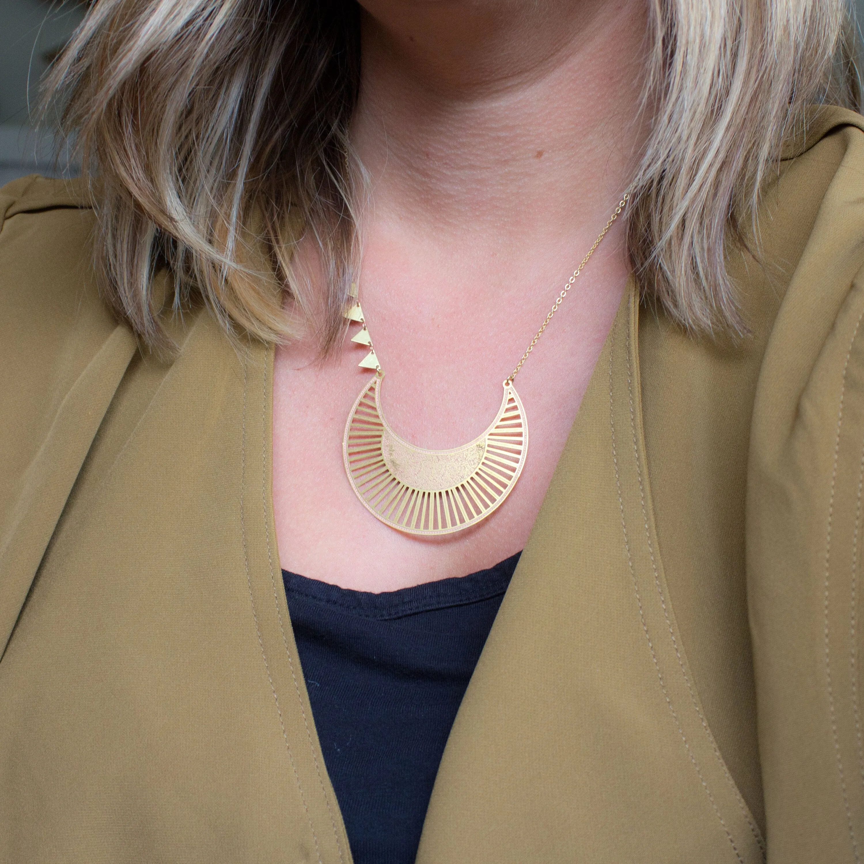 Crescent Moon Boho Statement Necklace